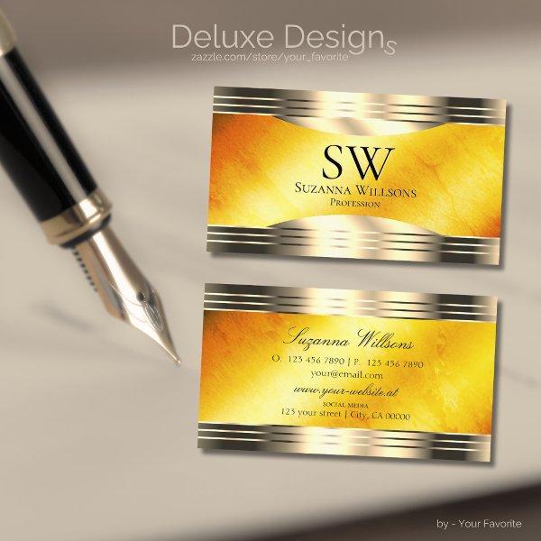 Exquisite Orange Marble Gold Borders with Monogram