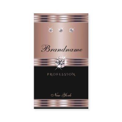 Extravagant Rose Gold Black Dazzling Rhinestones