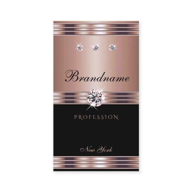 Extravagant Rose Gold Black Dazzling Rhinestones