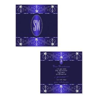 Extravagant Royal Blue Ornate Ornaments Monogram Square