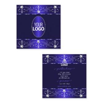 Extravagant Royal Blue Ornate Ornaments with Logo Square