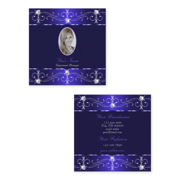 Extravagant Royal Blue Ornate Ornaments with Photo Square