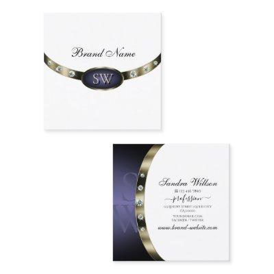 Extravagant White Blue Silver Chrome with Monogram Square