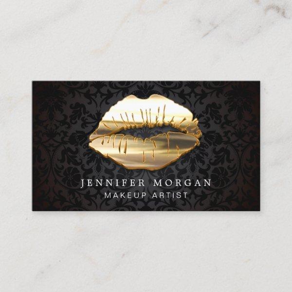 Eye Catching 3D Black Gold Lips Appointment Card