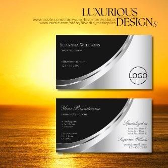 Eye Catching Black and Silver Glam Decor with Logo