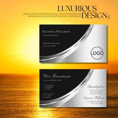 Eye Catching Black and Silver Glam Decor with Logo