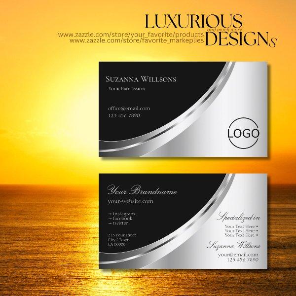 Eye Catching Black and Silver Glam Decor with Logo