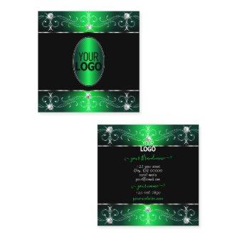 Eye Catching Black Green Ornate Ornaments Add Logo Square