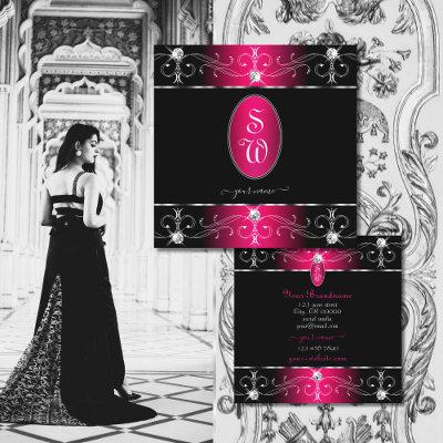 Eye Catching Black Pink Ornate Ornaments Initials Square