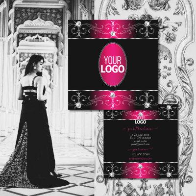 Eye Catching Black Pink Ornate Ornaments with Logo Square