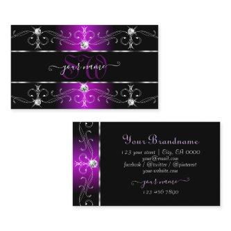 Eye Catching Black Purple Ornate Borders Monogram