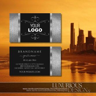 Eye Catching Black Silver Glitter Ornate with Logo