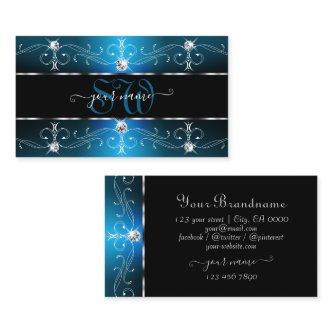 Eye Catching Black Teal Ornate Borders Monogram