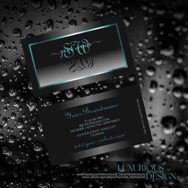 Eye Catching Black White Gradient Initials Teal