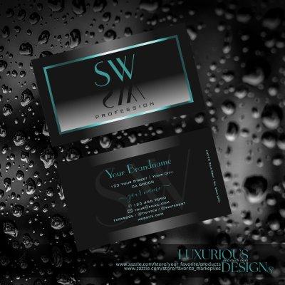 Eye Catching Black White Gradient Monogram Teal
