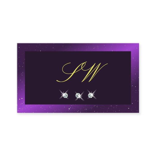 Eye Catching Dark Purple Sparkle Diamonds Initials