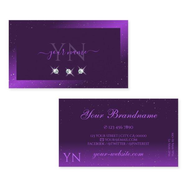 Eye Catching Dark Purple Sparkle Diamonds Monogram