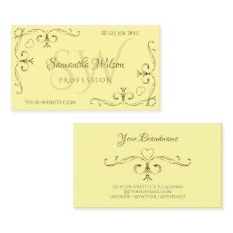 Eye Catching Gold Ornate Corners on Cream Initials