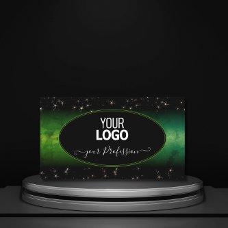 Eye Catching Green Black Glitter Stars with Logo