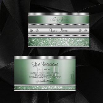 Eye Catching Silver Green Sparkle Glitter Monogram