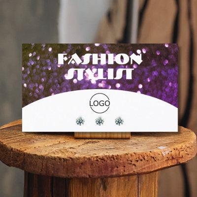 Eye Catching White Purple Sparkle Glitter Add Logo