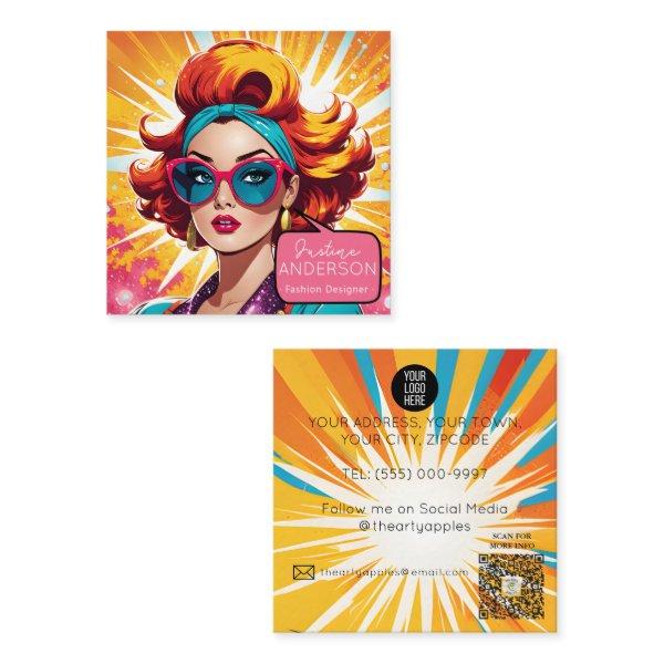 eye lash salon Retro Pop Art Lady woman Wow Square