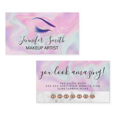 Eye Lashes | Beauty | Colorful Liquid Background Loyalty Card