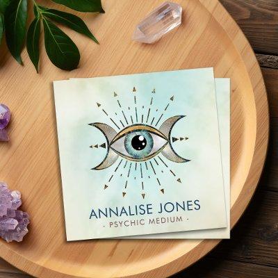 Eye - Triple Moon - Gemstone and gold Square