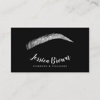 Eyebrow lashes chic silver glitter name glam black