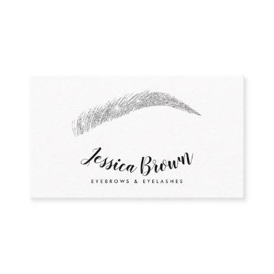 Eyebrow lashes chic silver glitter name glam white