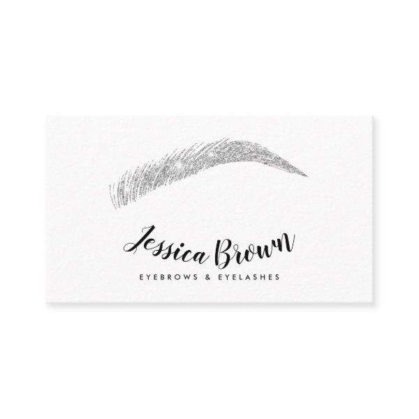 Eyebrow lashes chic silver glitter name glam white
