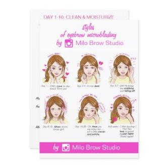 Eyebrow Microblading Aftercare Instruction Pinky Invitation