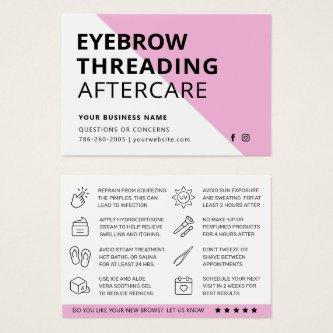 Eyebrow Threading Aftercare Instructions Card
