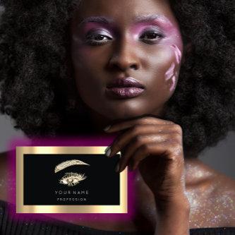 Eyelash Brow Makeup Logo Qr Code Black Gold Frame