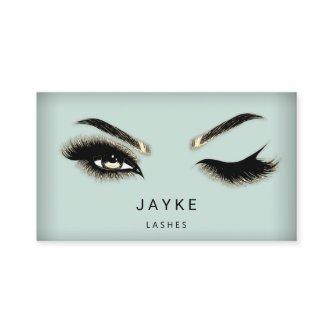 Eyelash Brow Microblade QR Logo Mint Green Gold