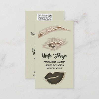 Eyelash Brows Makeup Logo QRCode Lip Gold Glitter