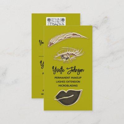 Eyelash Brows Makeup Logo QRCode Lip Gold Mustard