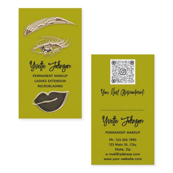 Eyelash Brows Makeup Logo QRCode Lip Gold Mustard