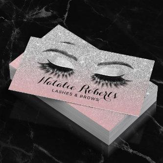Eyelash Eeybrow Lashes Salon Pink & Silver Glitter