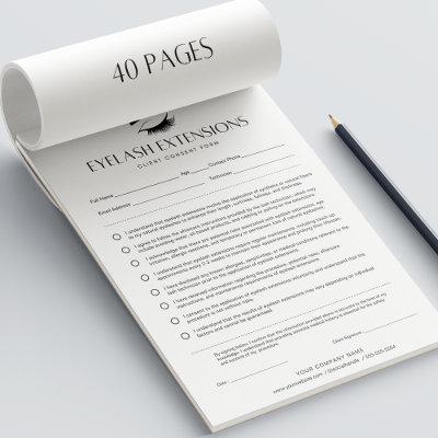Eyelash Extension Forms Lash Consent Form 40 Pages Notepad