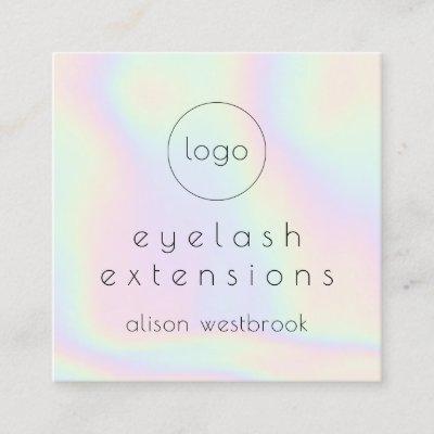Eyelash extensions holographic rainbow custom logo square