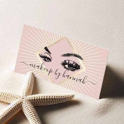 Eyelash Makeup Artist Modern Blush Pink Gold Salon