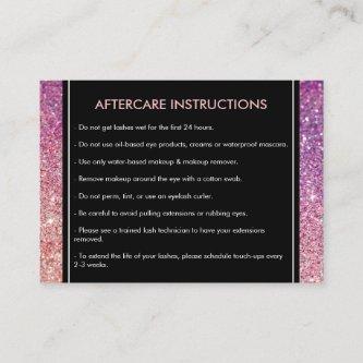 Eyelashes Purple/Pink Glitter Salon Aftercare Card