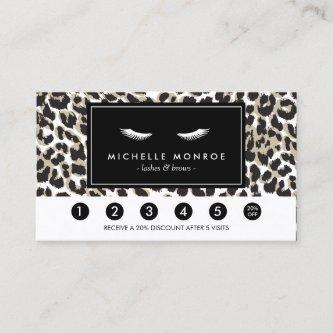 Eyelashes with Leopard Print Loyalty Punch Card