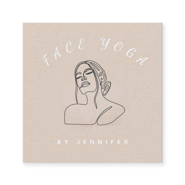 Face Yoga Instructor Line Drawn Boho Feminine Girl Square