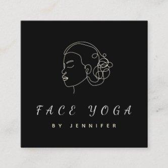 Face Yoga Instructor Simple Minimal Black & White  Square