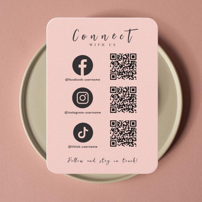 Facebook Instagram Tiktok QR Code Blush Pink
