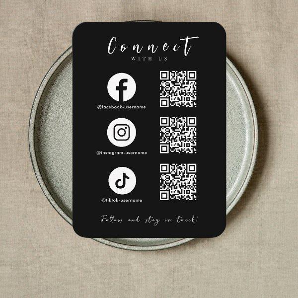 Facebook Instagram Tiktok QR Code Modern Black