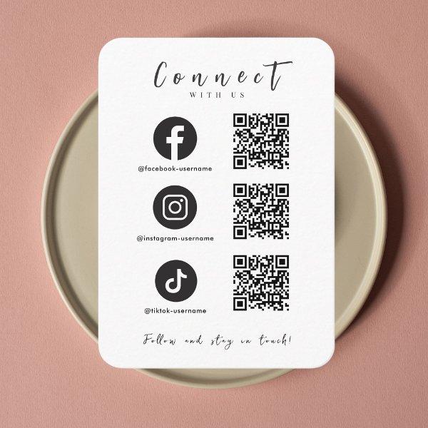 Facebook Instagram Tiktok QR Code Trendy White