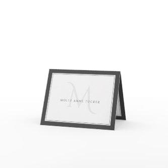 Faded Monogram Chic Gray Personal Professional Note Card